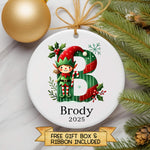 Personalised Elf Initial Christmas Ornament – Custom Name Bauble for Kids