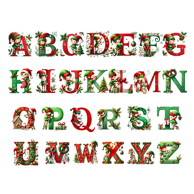 Personalised Elf Initial Christmas Ornament – Custom Name Bauble for Kids