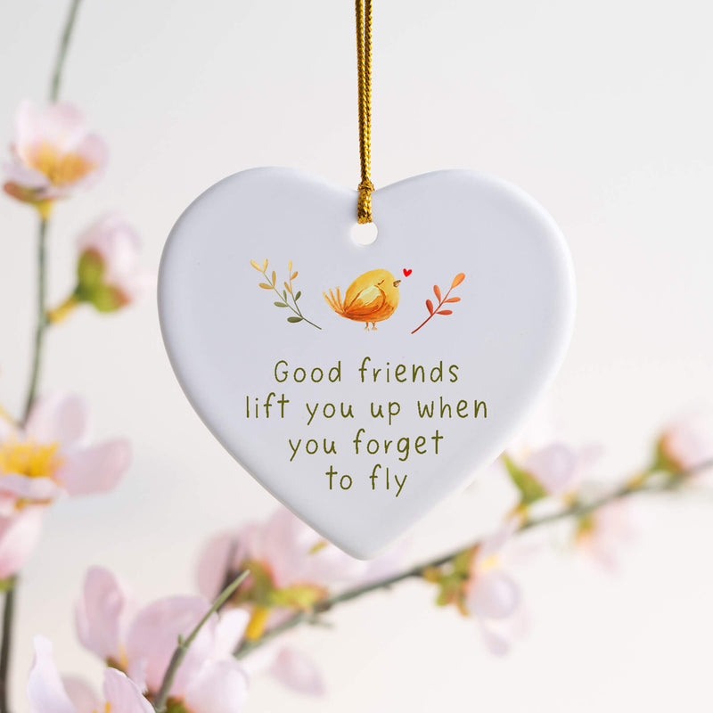 Good Friends Ornament – Heart Shaped Ceramic Keepsake Gift