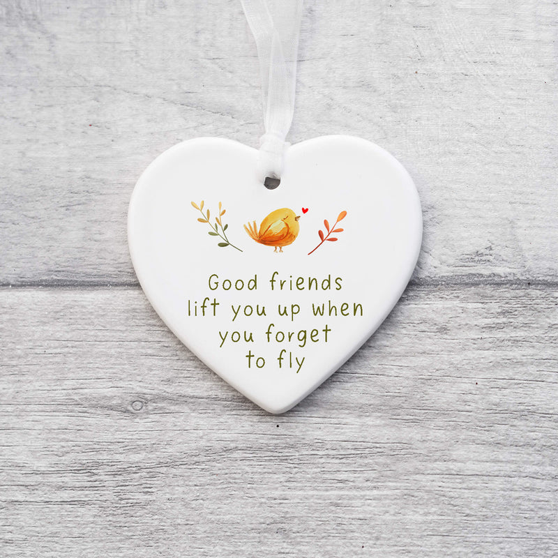 Good Friends Ornament – Heart Shaped Ceramic Keepsake Gift