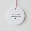 Personalized Mum & Grandma Established Year Ornament – Heart-Shaped Ceramic Keepsake