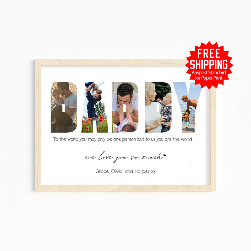 Personalized DADDY Photo Collage – Custom Father's Day Gift