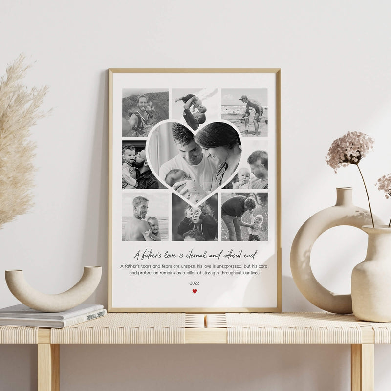 Personalized Father’s Love Heart Collage – Custom Dad Photo Print