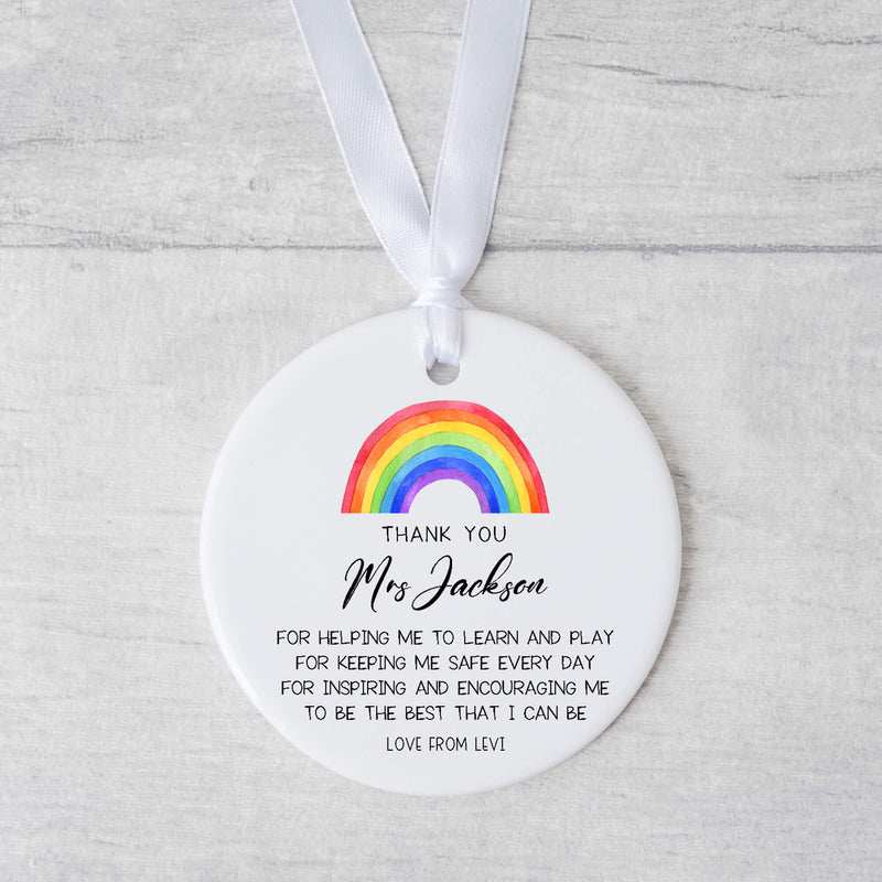 Personalised Rainbow Teacher Ornament – A Bright Thank You
