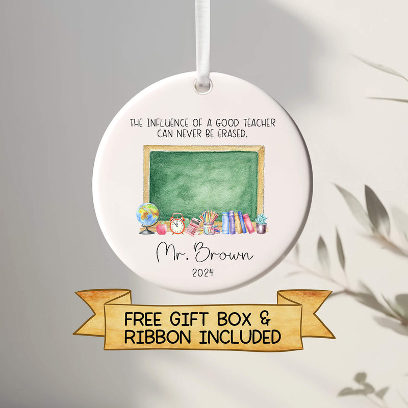Personalised Ceramic Teacher Ornament – Chalkboard Edition