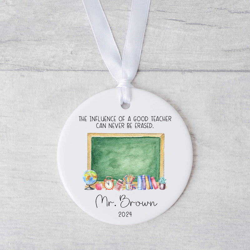 Personalised Ceramic Teacher Ornament – Chalkboard Edition