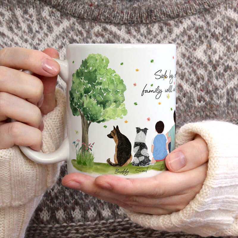 Personalised Mugs - Family Portraits - Summer Tree - Housewarming Gift Ideas - Family, Mother's Day, Father's Day Gifts