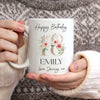 Personalised Milestone Birthday Mugs - Custom Age - Pink & Peach Flowers
