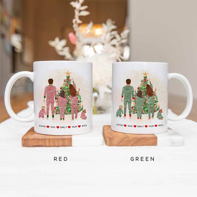 Personalised Christmas Mugs - Family Portrait - Christmas Tree