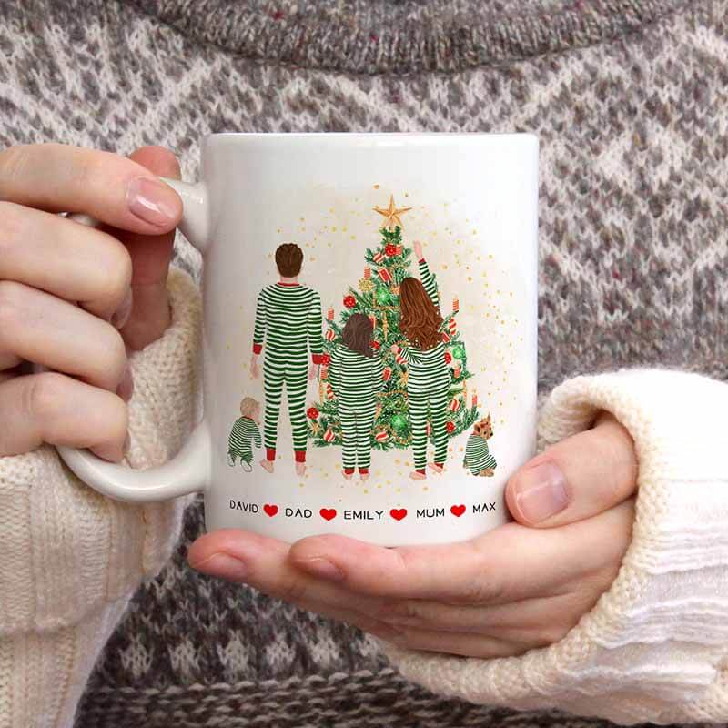 Personalised Christmas Mugs - Family Portrait - Christmas Tree