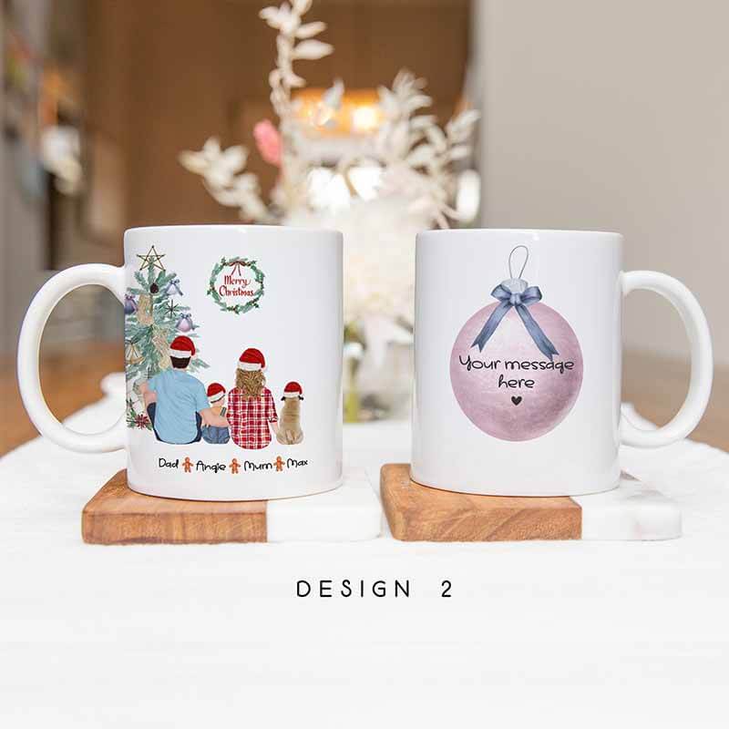 Personalised Christmas Family Portrait Mugs - Our First Christmas Together