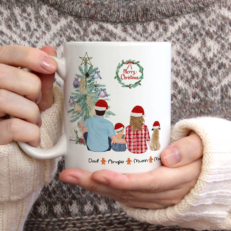 Personalised Christmas Family Portrait Mugs - Our First Christmas Together