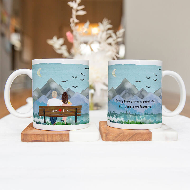 Personalised Mugs - Anniversary Gifts - Couple Mugs - Our Love Story Is My Favorite - Valentines, Birthday gifts - Boyfriend, Girlfriend, Husband, Wife Gifts