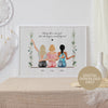 Up To 4 - Personalised Prints - Sisters Gifts - Sisters Will Always Be Connected By Heart