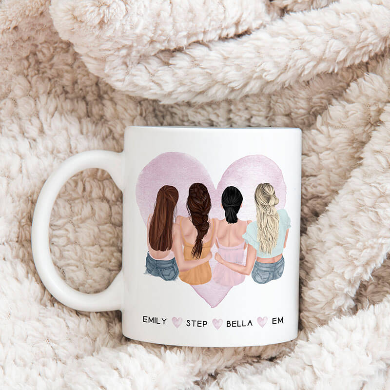 Up to 4 - Personalised Sister Mugs - Sisters Never Apart
