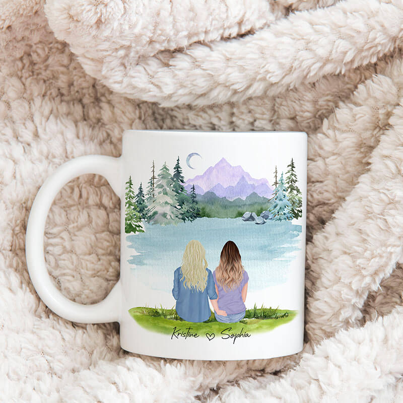 Up to 4 - Personalised Best Friends Mug - Mountain Lake