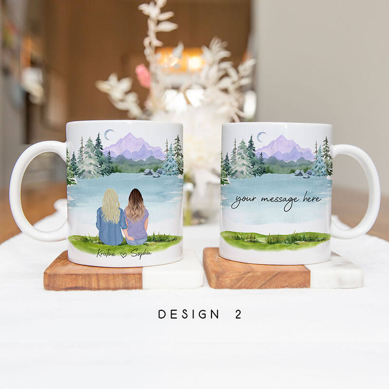 Up to 4 - Personalised Best Friends Mug - Mountain Lake