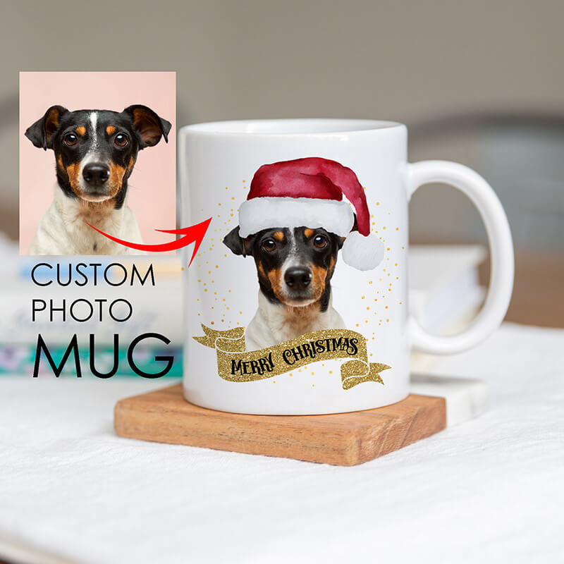 Personalised Christmas Pet Photo Mugs - Merry Christmas