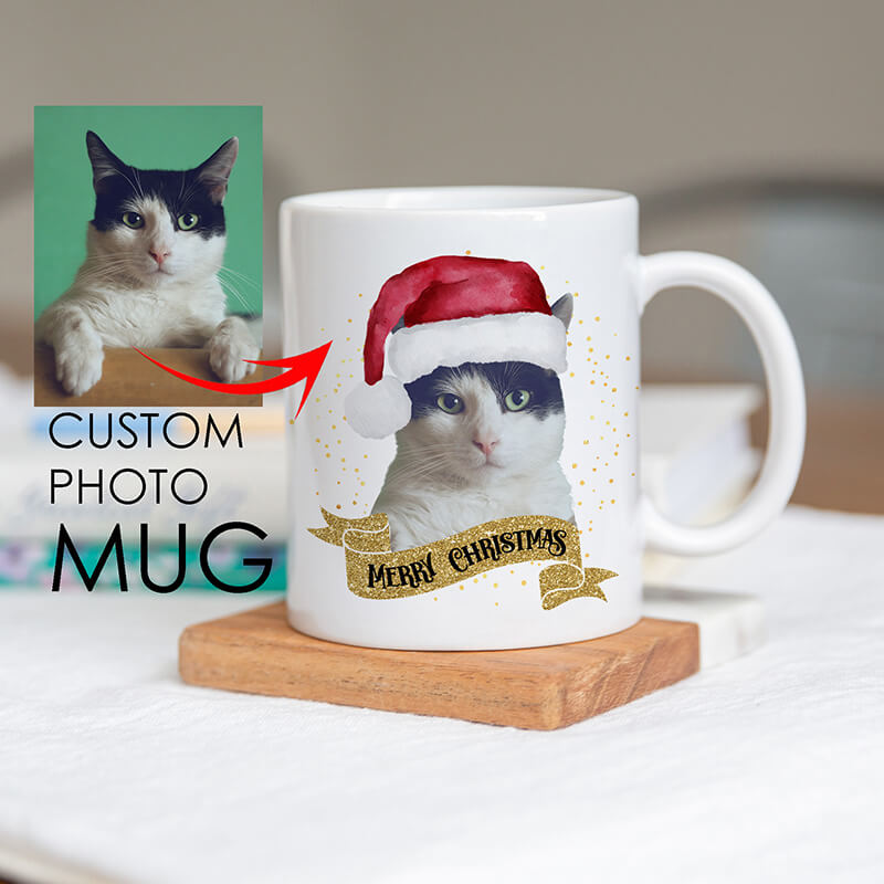 Personalised Christmas Pet Photo Mugs - Merry Christmas