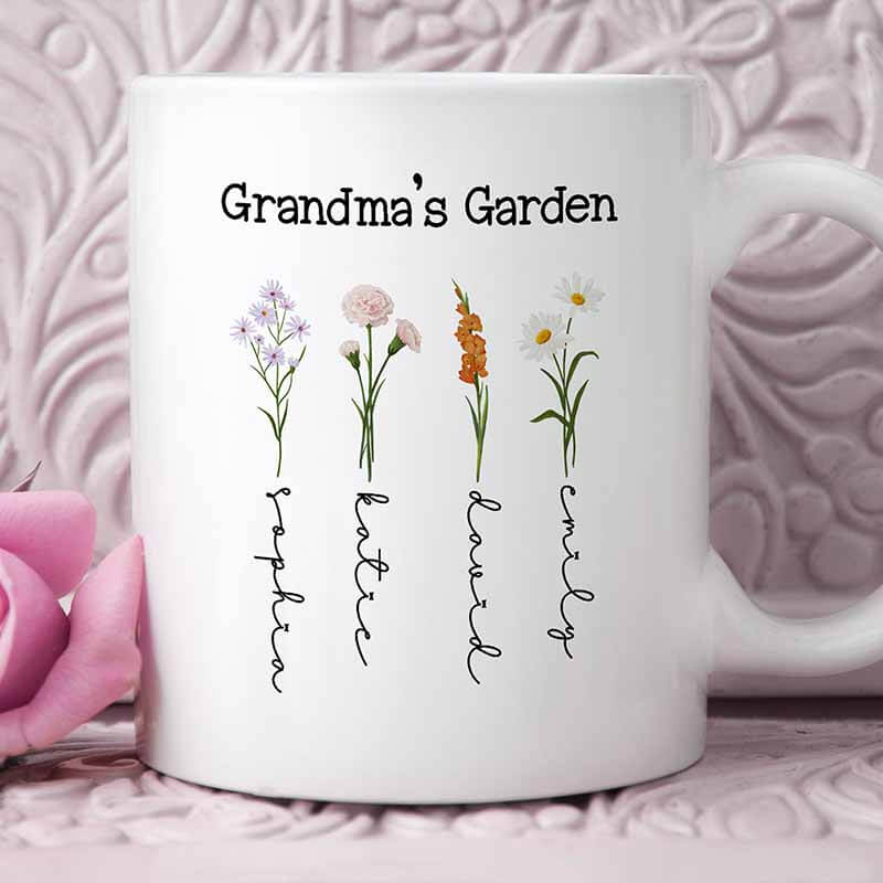 Personalised Mugs - Gifts For Grandma - Nana Gifts - Grandma Mugs - Grandparents Day - Grandma's Garden - Birth Flower Mug