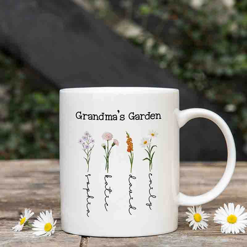 Personalised Mugs - Gifts For Grandma - Nana Gifts - Grandma Mugs - Grandparents Day - Grandma's Garden - Birth Flower Mug