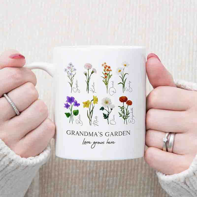 Personalised Mugs - Gifts For Grandma - Nana Gifts - Grandma Mugs - Grandparents Day - Grandma's Garden - Birth Flower Mug