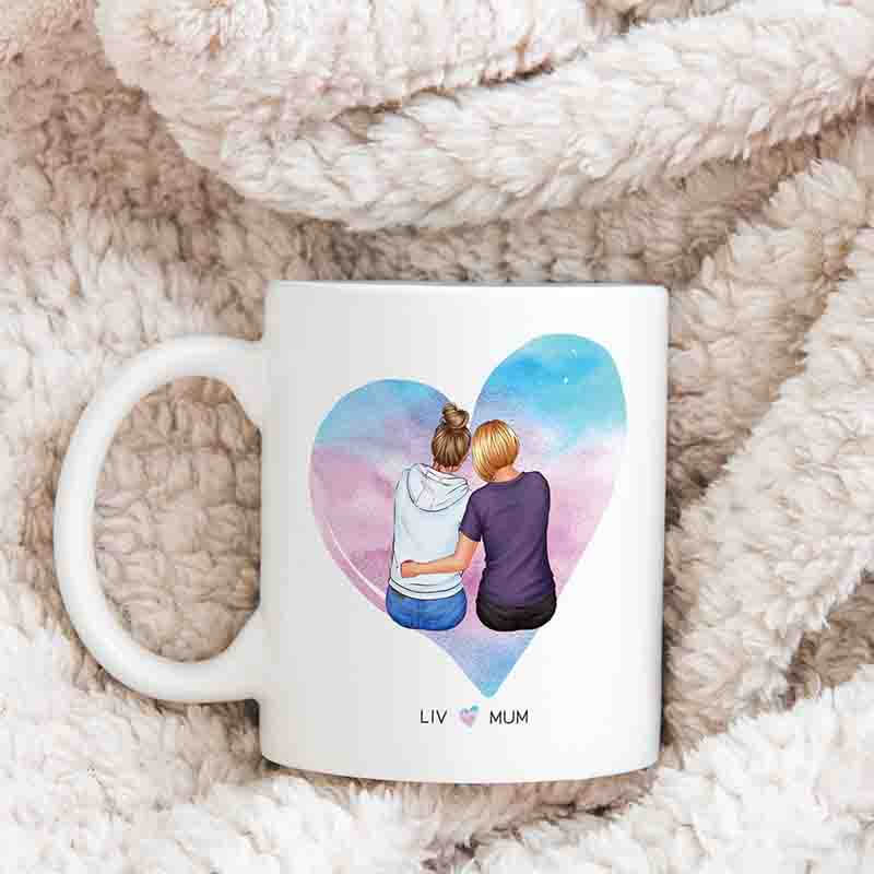 Up To 4 - Personalised Mugs - Mother and Daughter Portraits  - Mother's Day Gifts for Mum - Birthday Gifts For Mom From Daughter - 2