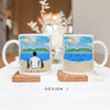 Personalised Mugs - Pet Portrait - Cat Tea Cup - Cat Gifts For Cat Owner - Cat Dad - Beach