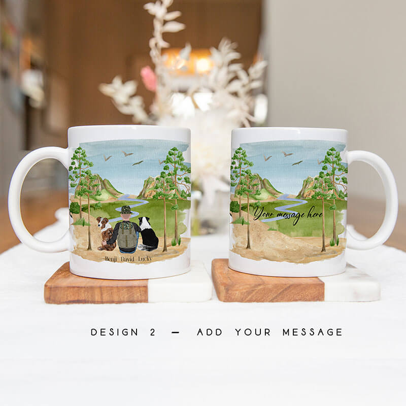 Personalised Mugs - Pet Portrait - Dog Mug - Dog Gifts For Dog Lovers - Dog Dad - Mountain