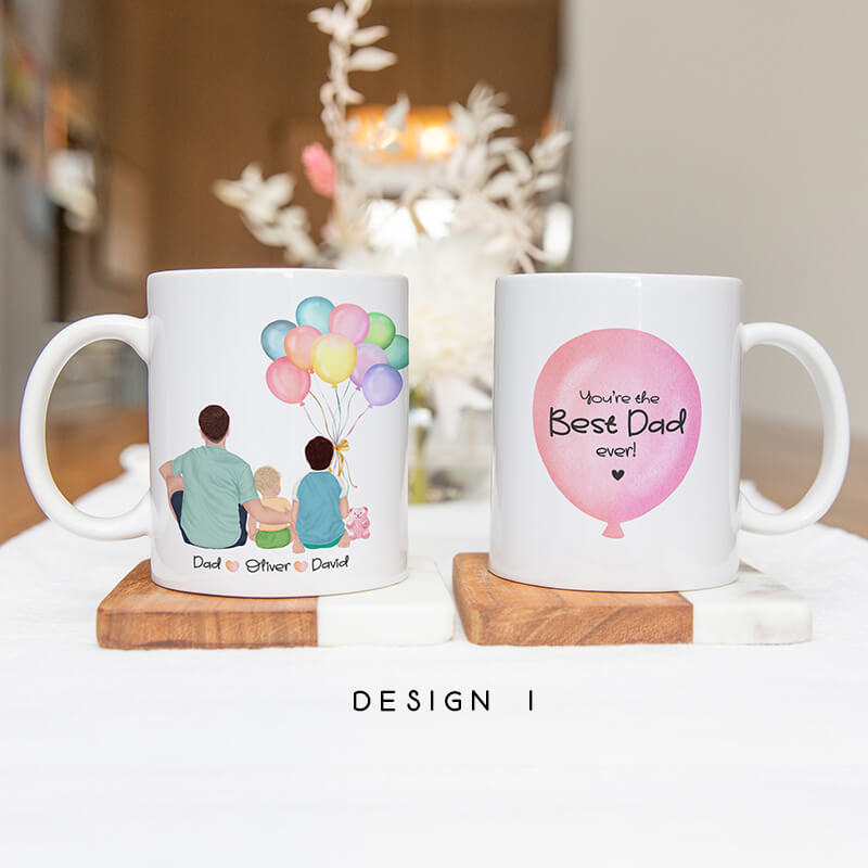 Dad Mugs - Fathers Day Ideas - Birthday Gifts For Dad - Personalised Mugs - Best Dad Ever - Balloons