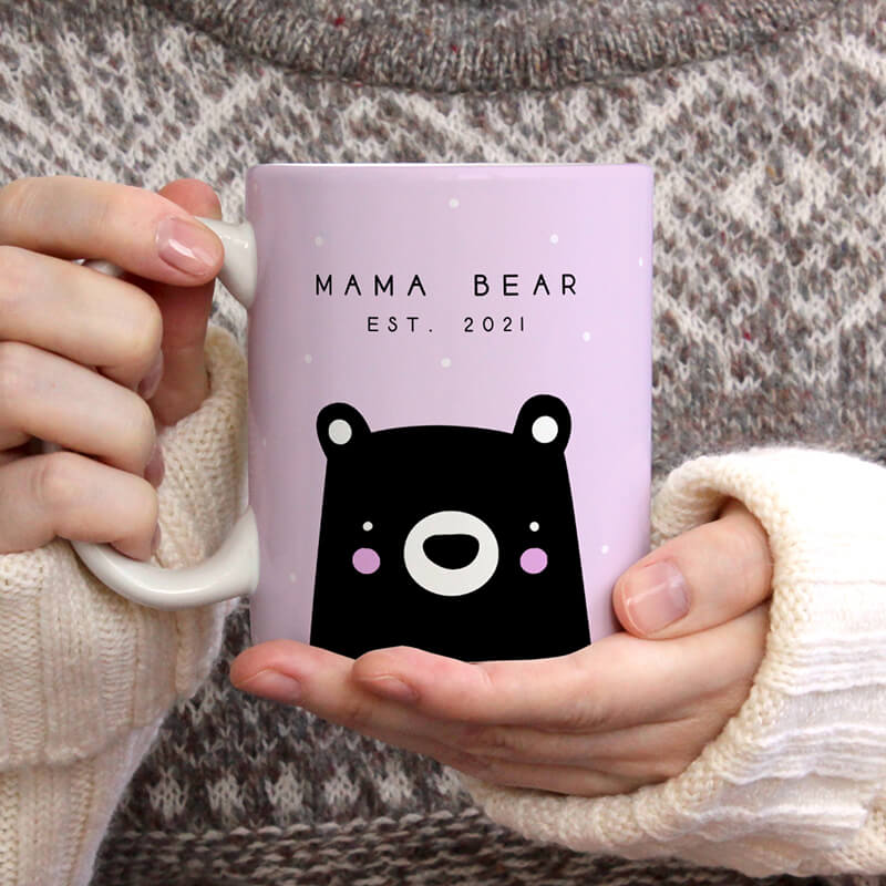Dad Mugs - Fathers Day Ideas - Birthday Gifts For Dad - Personalised Mugs - New Dad Gifts - Papa Bear - Black