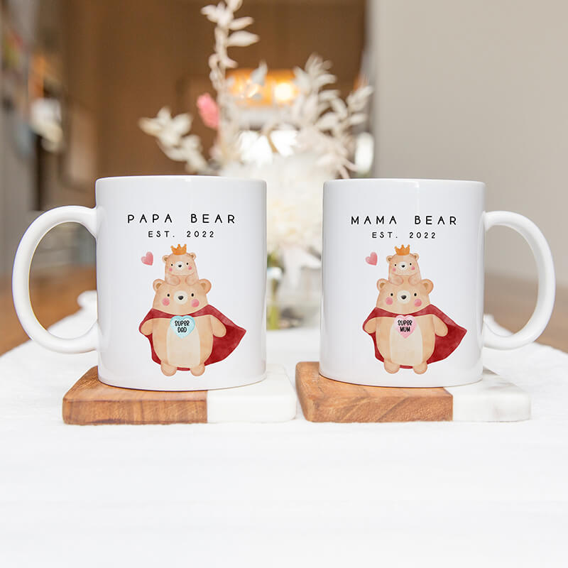 Dad Mugs - Fathers Day Ideas - Birthday Gifts For Dad - Personalised Mugs - New Dad Gifts - Papa Bear - Super Dad