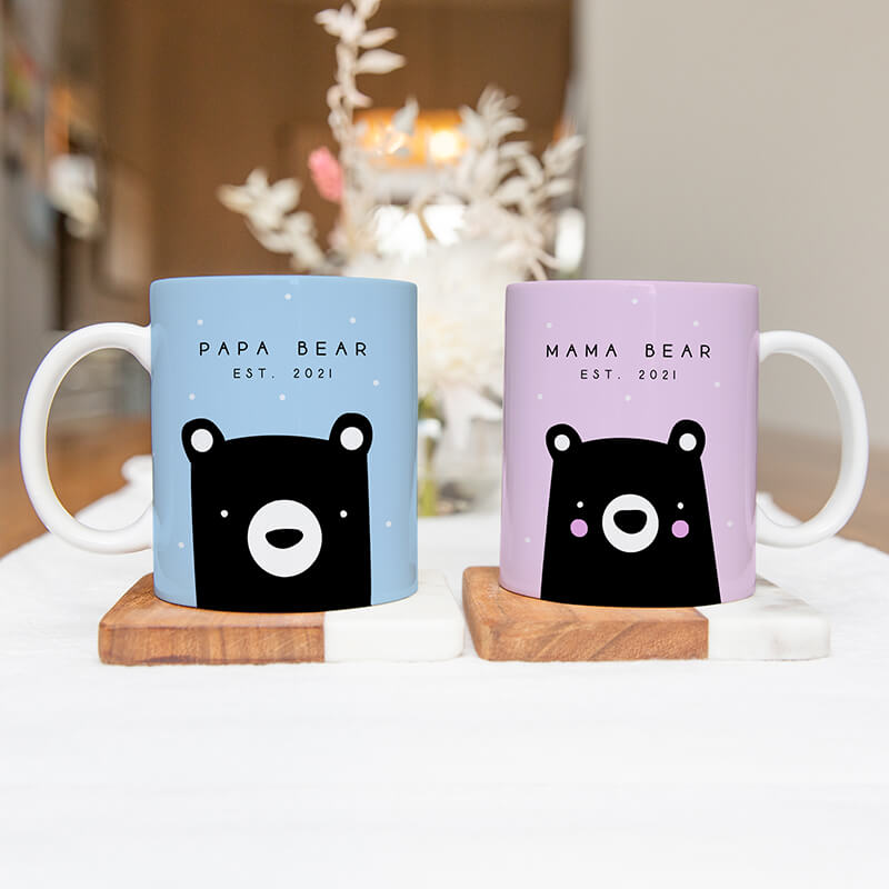 Dad Mugs - Fathers Day Ideas - Birthday Gifts For Dad - Personalised Mugs - New Dad Gifts - Papa Bear - Black