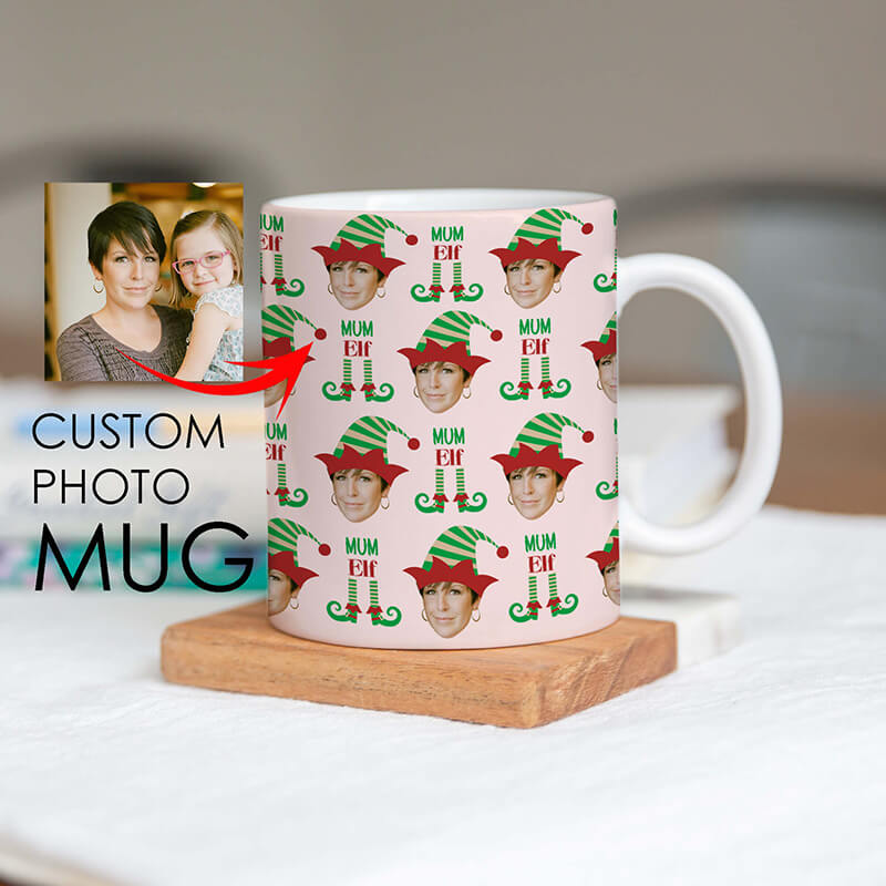 Personalised Christmas Mugs - Photo Mugs - Elf