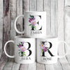 Personalised Mugs - Initial, Name - Violet Roses