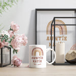 Pregnancy Announcement - Personalised Mugs - Pregnancy Reveal - Auntie Mug - Soon To Be Auntie Gift - Boho Rainbow