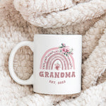 Pregnancy Announcement - Personalised Mugs - Pregnancy Reveal For Grandma, Aunt - Rainbow Flower