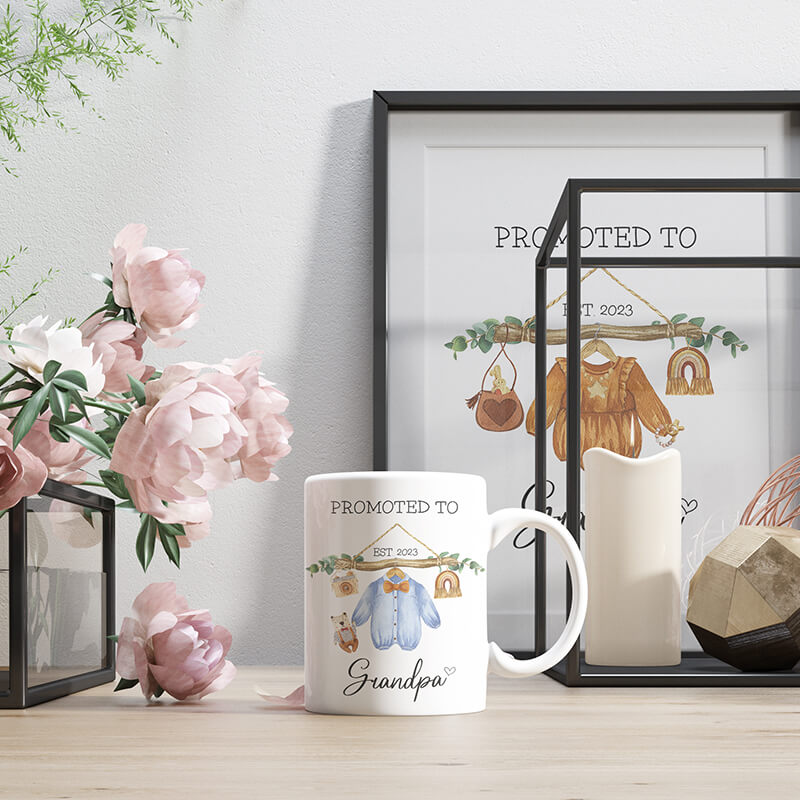 Pregnancy Announcement - Personalised Mugs - Pregnancy Reveal Grandparents - Baby Cloth