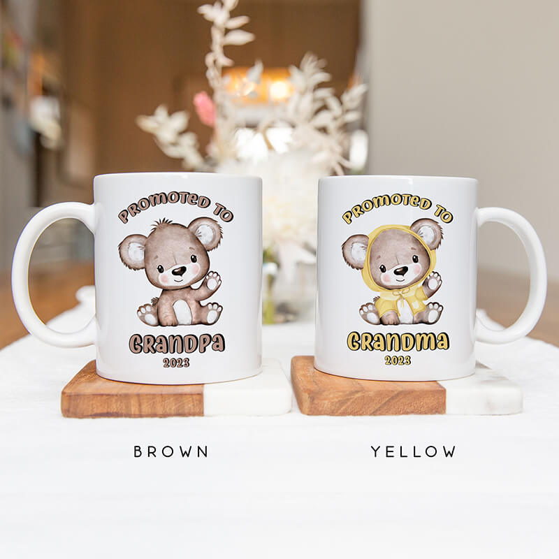 Pregnancy Announcement - Personalised Mugs - Pregnancy Reveal Grandparents - Baby Bear